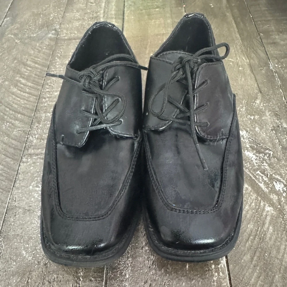 SONOMA Boys Size 13 Black‎ Dress Shoe Tie Closure Memory Foam Insoles Formal